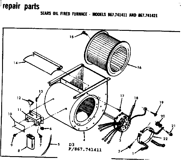 Kenmore 867741421 blower assembly diagram