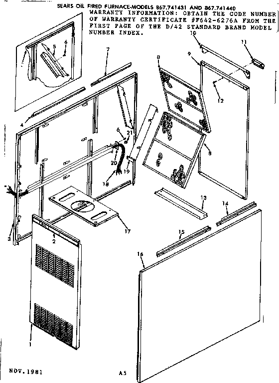 Kenmore 867741431 furnace body diagram