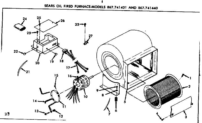Kenmore 867741431 blower assembly diagram