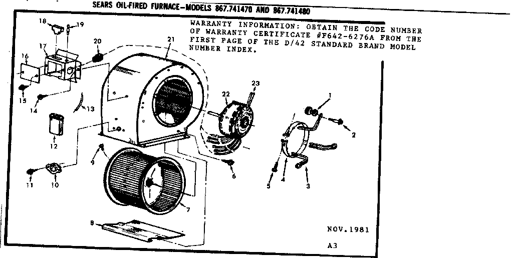 Kenmore 867741470 blower assembly diagram