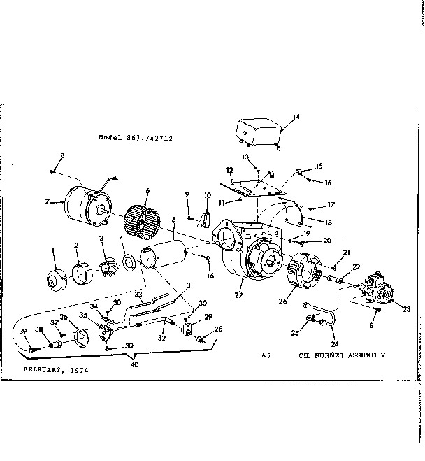 Kenmore 867742712 oil burner assembly diagram