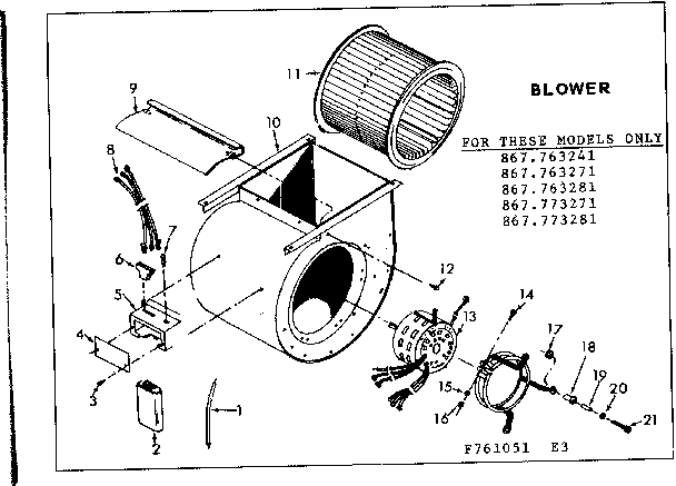 Kenmore 867763281 blower asm diagram