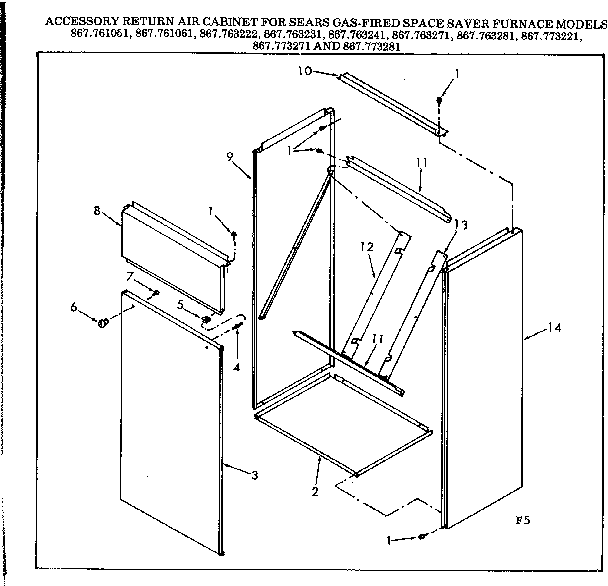 Kenmore 867763281 accessory return air cabinet diagram