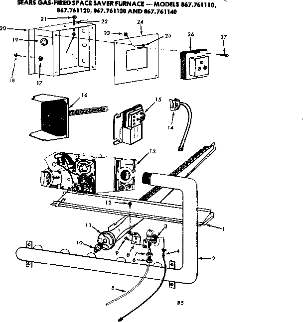 Kenmore 867761130 gas burners and manifold diagram