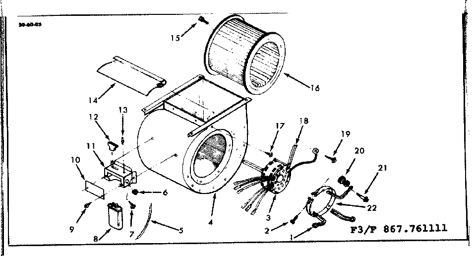 Kenmore 867761121 blower assembly diagram