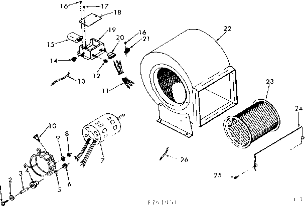 Kenmore 867761971 blower assembly diagram