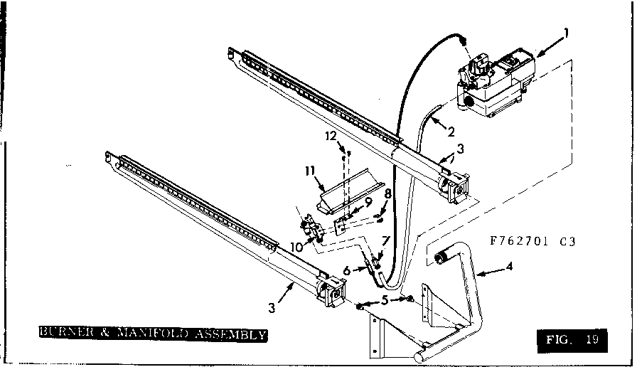 Kenmore 867762721 burner & manifold assembly diagram