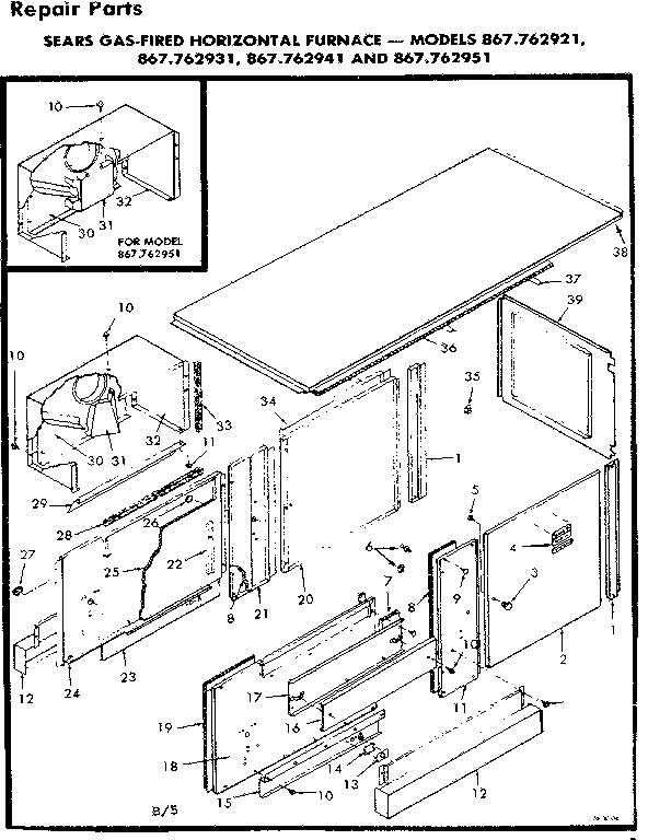 Kenmore 867762921 furnace body diagram