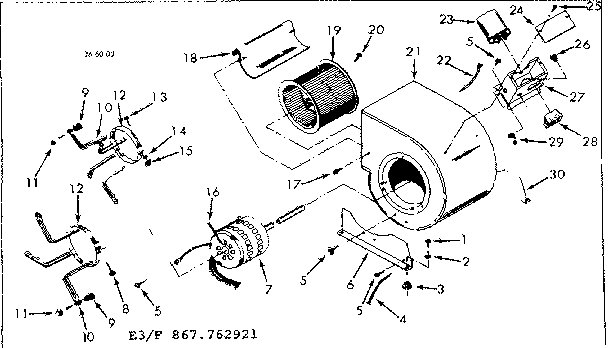 Kenmore 867762921 blower assembly diagram