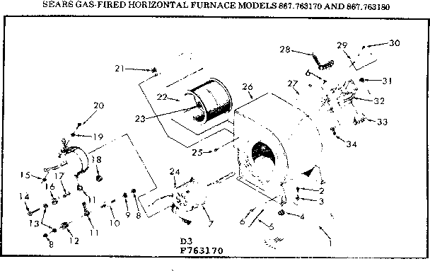 Kenmore 867763180 blower assembly diagram