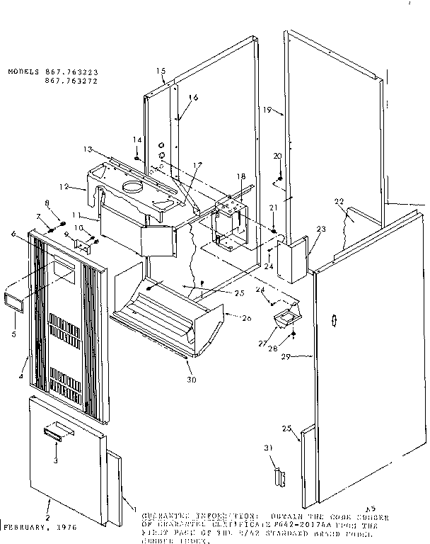 Kenmore 867763272 cabinet diagram
