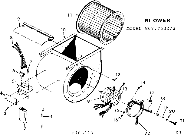 Kenmore 867763272 blower diagram