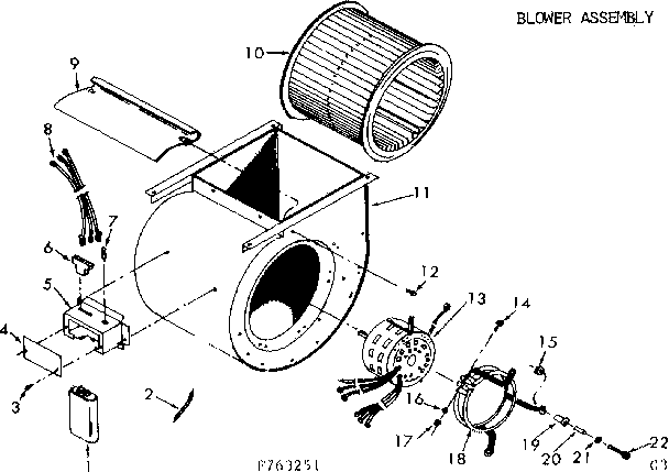 Kenmore 867763251 blower assembly diagram