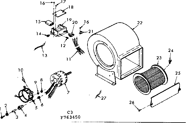 Kenmore 867763450 blower assembly diagram