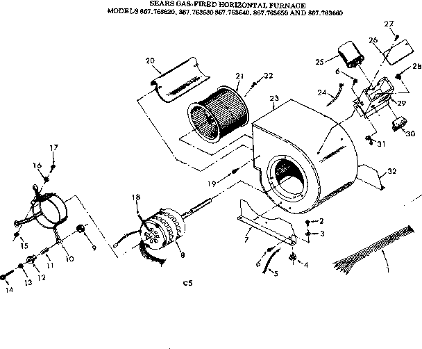 Kenmore 867763630 blower assembly diagram