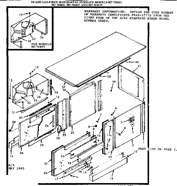 Kenmore 867763641 furnace body diagram