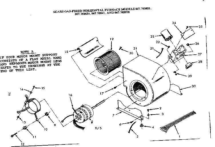 Kenmore 867763641 blower assembly diagram