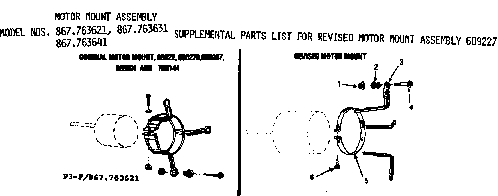 Kenmore 867763641 motor mount assembly diagram