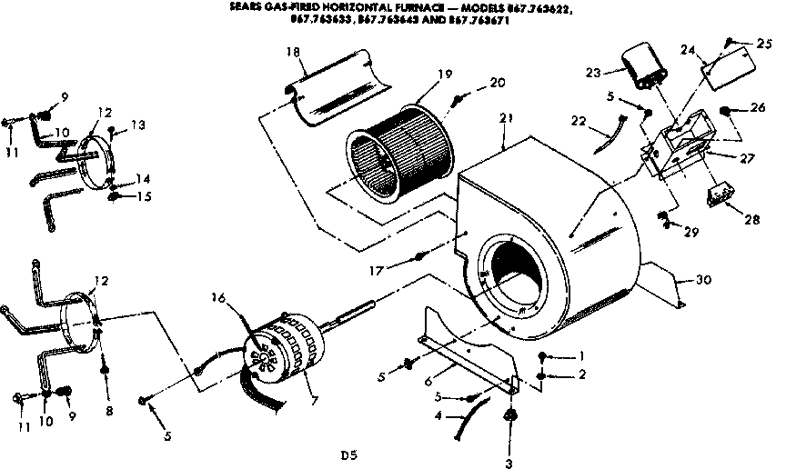 Kenmore 867763622 blower assembly diagram