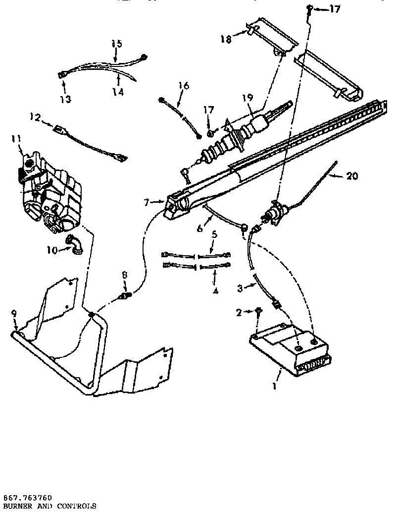 Kenmore 867763750 burner and controls diagram