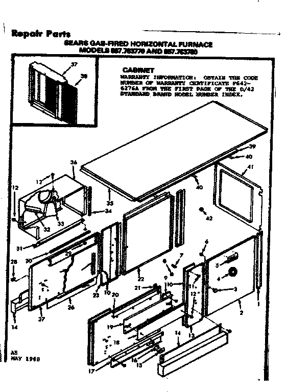 Kenmore 867763780 cabinet diagram