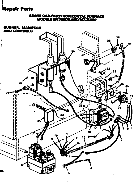 Kenmore 867763780 burner, manifold and controls diagram