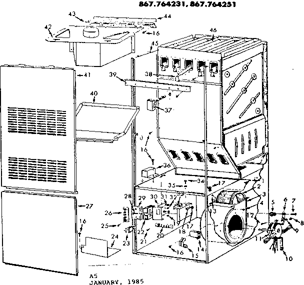 Kenmore 867764231 functional replacement parts diagram