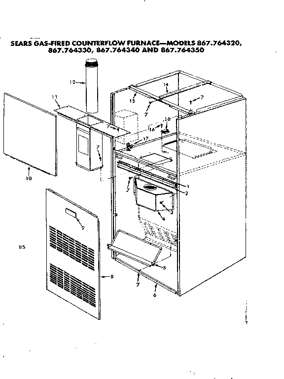 Kenmore 867764340 furnace body diagram