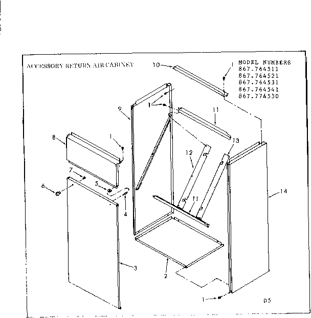 Kenmore 867764511 accessory return air cabinet diagram