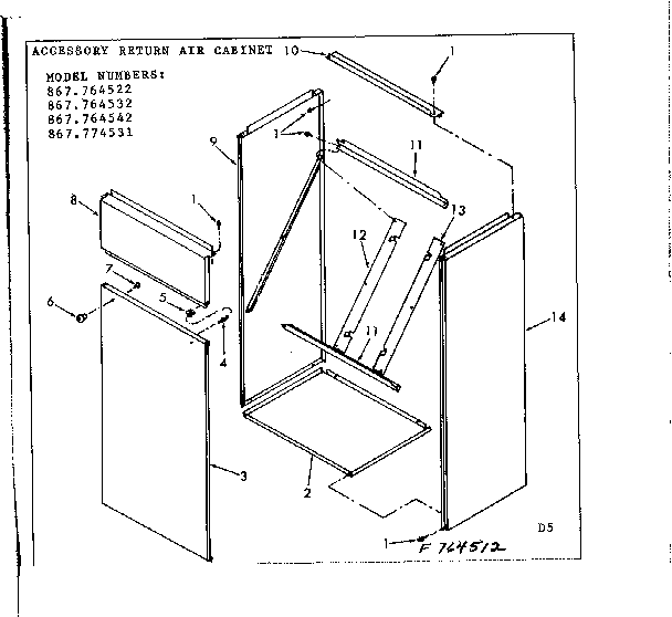 Kenmore 867764512 accessory return air cabinet diagram