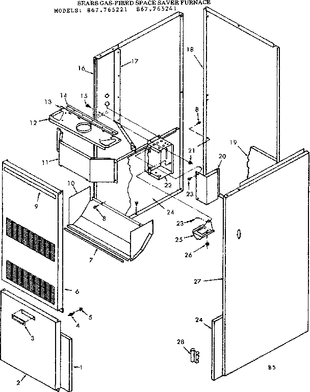 Kenmore 867765221 furnace body diagram