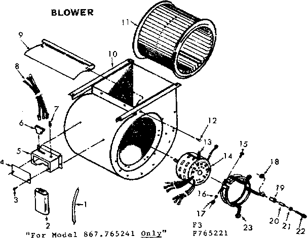 Kenmore 867765221 blower diagram