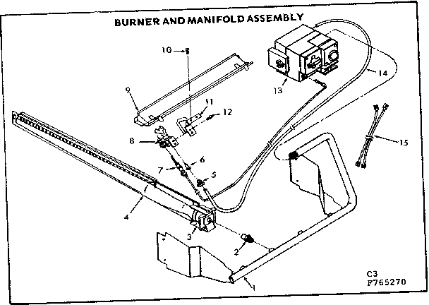 Kenmore 867765270 burner & manifold assembly diagram