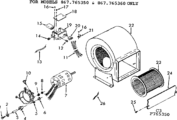 Kenmore 867765350 blower assembly diagram