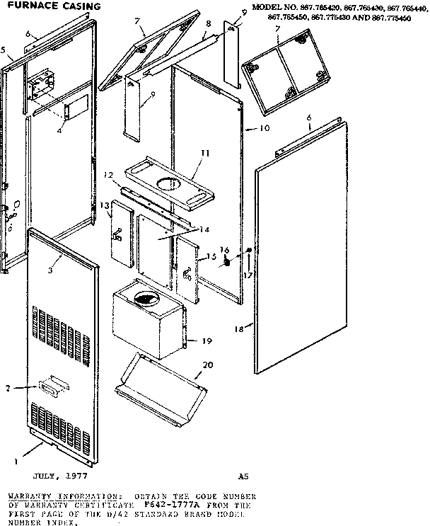Kenmore 867765440 casing diagram