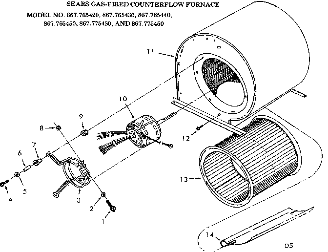 Kenmore 867765440 blower diagram