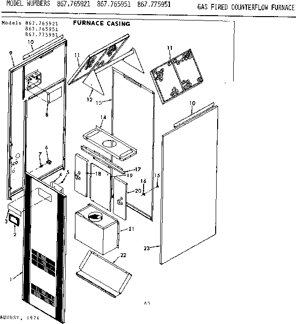 Kenmore 867775951 furnace casing diagram