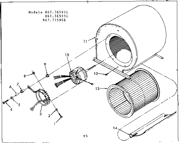 Kenmore 867775951 blower diagram