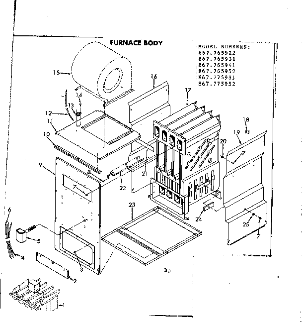 Kenmore 867765922 furnace body diagram