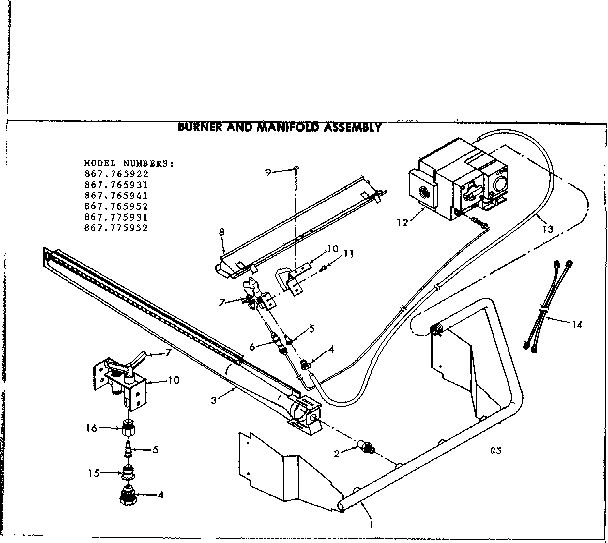 Kenmore 867765922 burner and manifold asm diagram