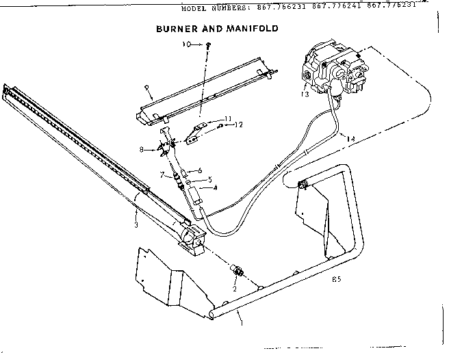 Kenmore 867766241 burner and manifold asm diagram