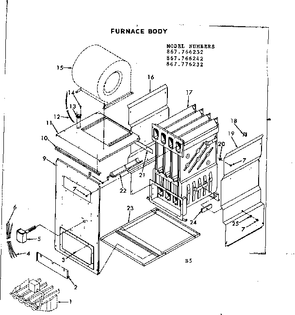 Kenmore 867766232 furnace casing diagram