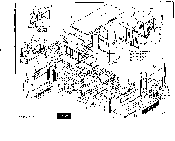 Kenmore 867767751 functional replacement parts diagram