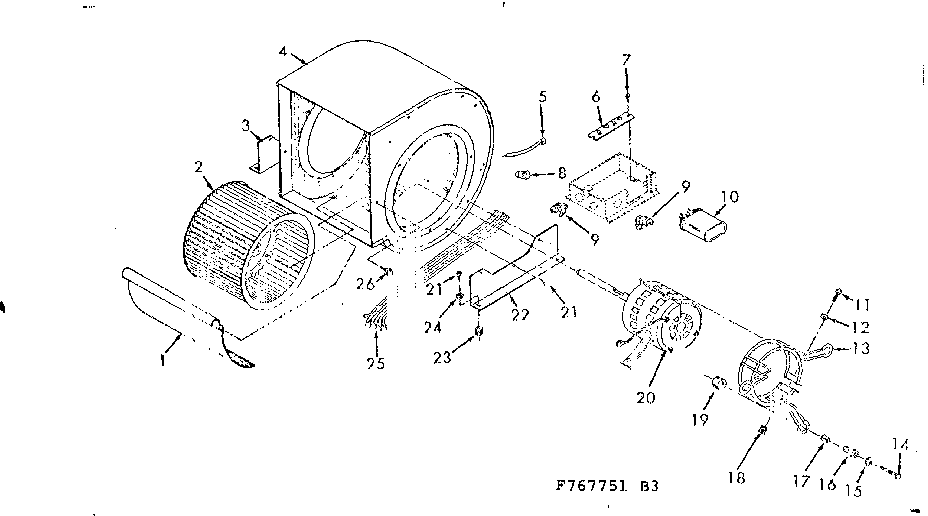 Kenmore 867767751 blower assembly diagram
