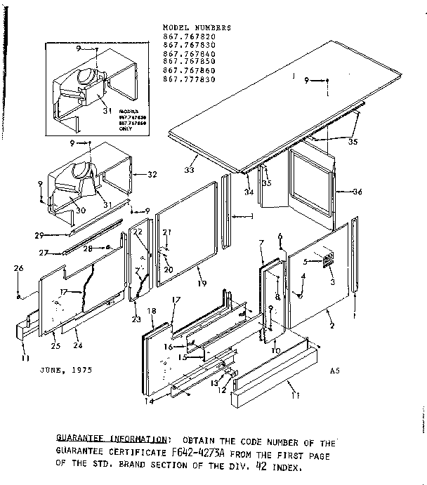 Kenmore 867767850 cabinet diagram