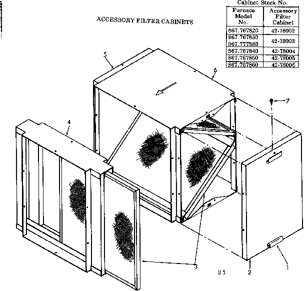 Kenmore 867767850 accessory filter cabinets diagram