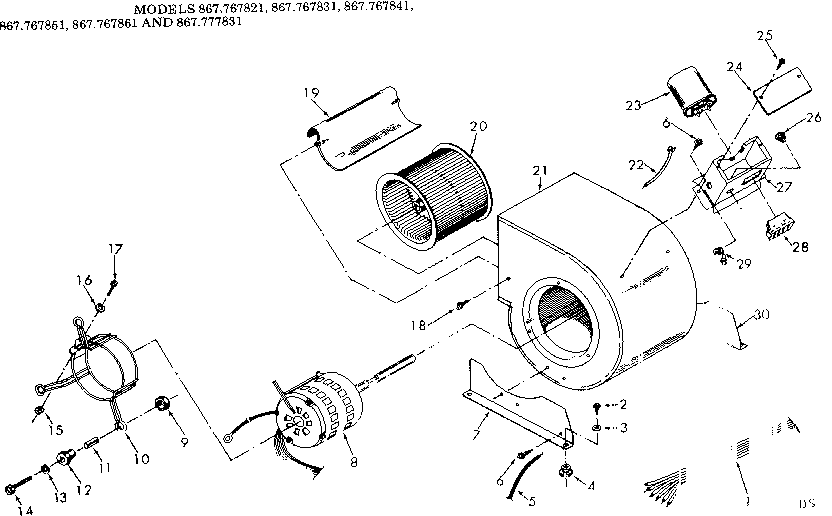 Kenmore 867767831 blower assembly diagram