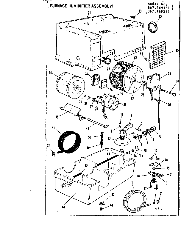 Kenmore 867769161 furnace humidifier assembly diagram
