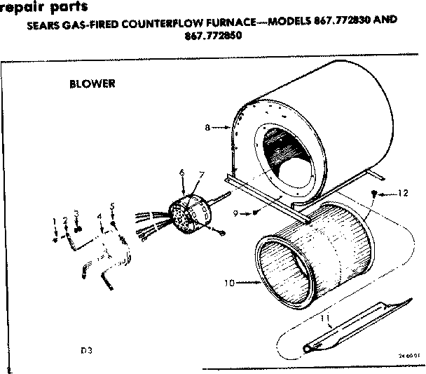 Kenmore 867772850 blower diagram