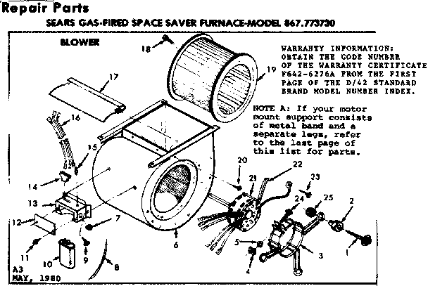 Kenmore 867773730 blower diagram